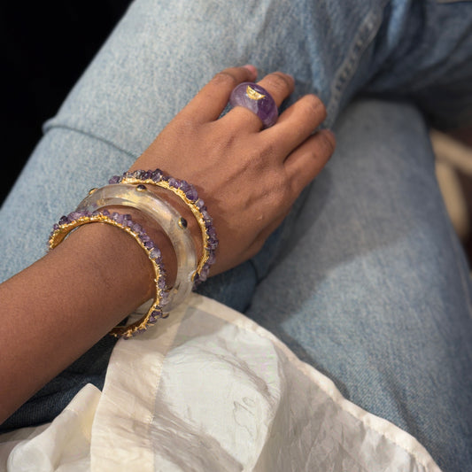 Cherry Bangle - Amethyst and Quartz