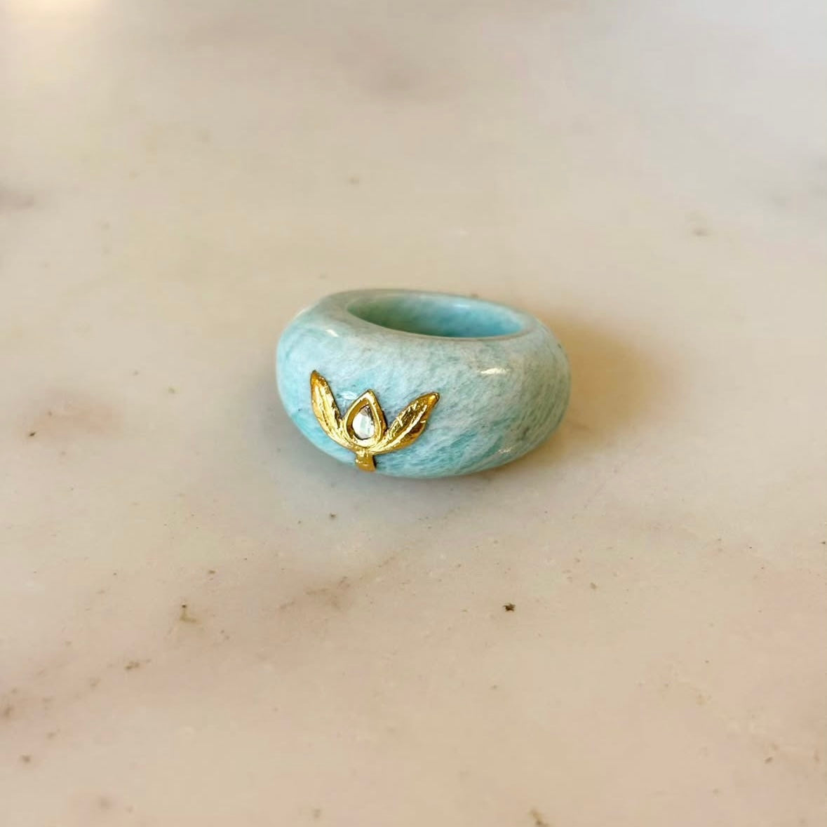 Kamal Ring - Amazonite - Gold