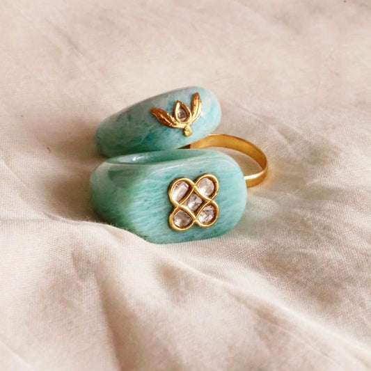 Chauraha Ring - Amazonite - Gold