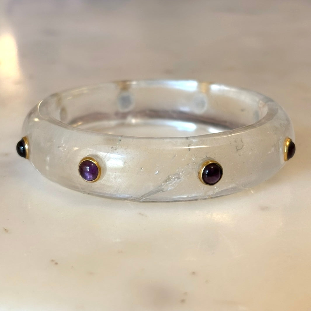 Cherry Bangle - Amethyst and Quartz