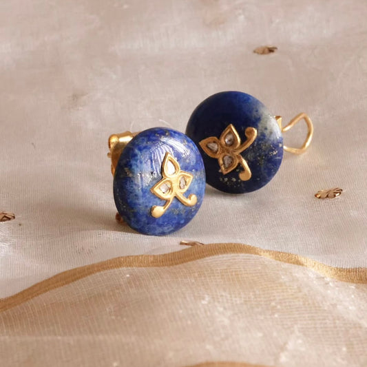 Rooh Studs - Lapis Lazuli, Gold