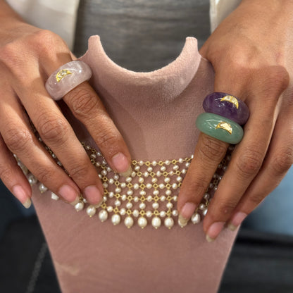 Chand Ring - Dark Amethyst - Gold