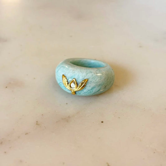 Kamal Ring - Amazonite - Gold