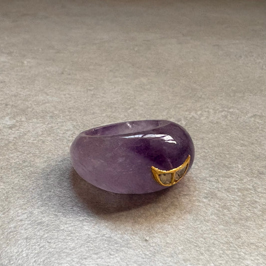 Chand Ring - Dark Amethyst - Gold