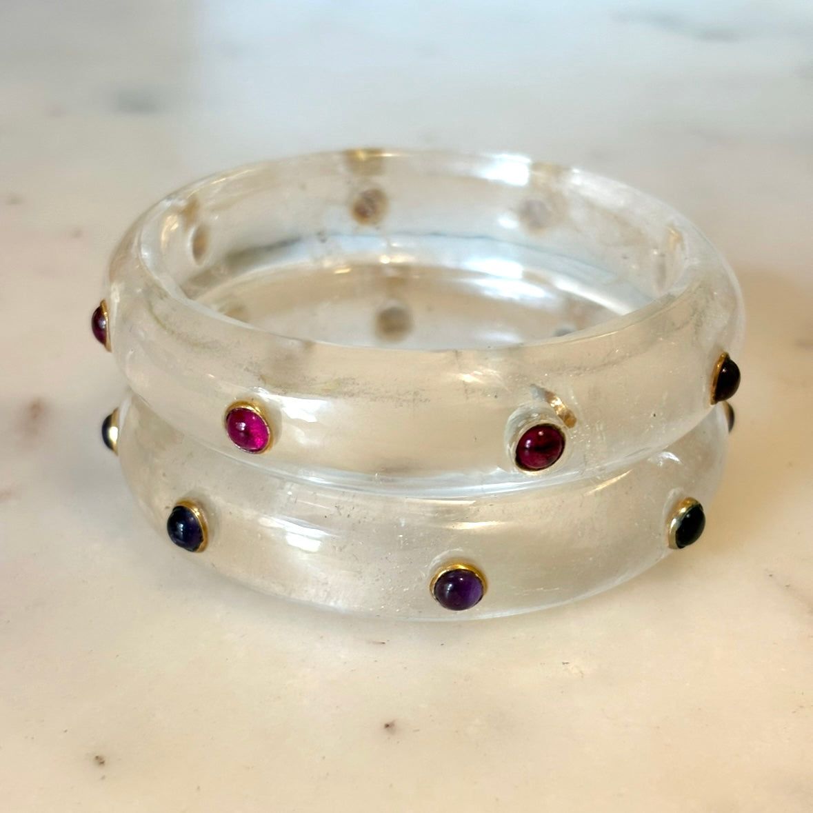 Cherry Bangle - Amethyst and Quartz