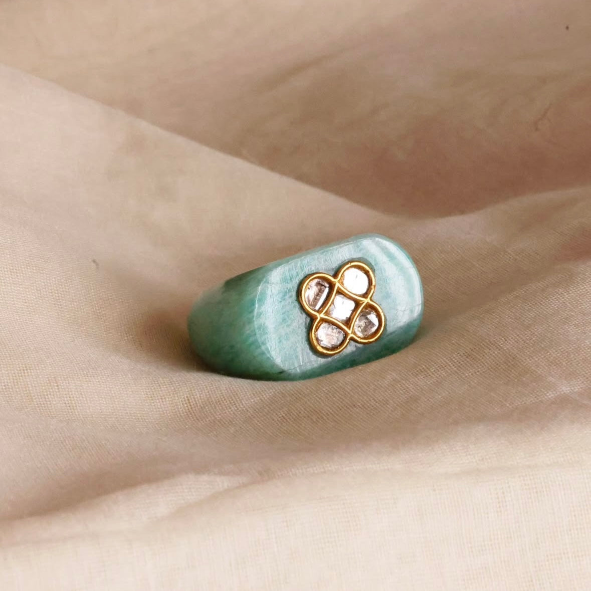 Chauraha Ring - Amazonite - Gold
