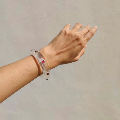 Cherry Bangle - Red and Quartz