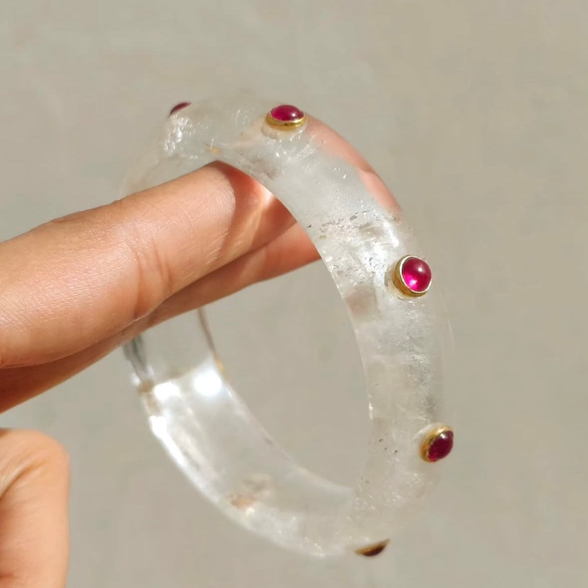 Cherry Bangle - Red and Quartz
