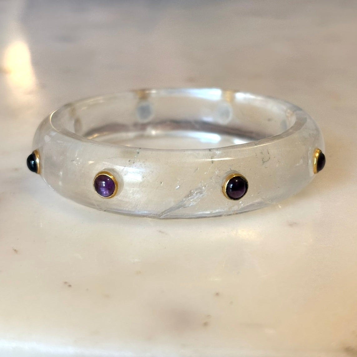 Cherry Bangle - Amethyst and Quartz
