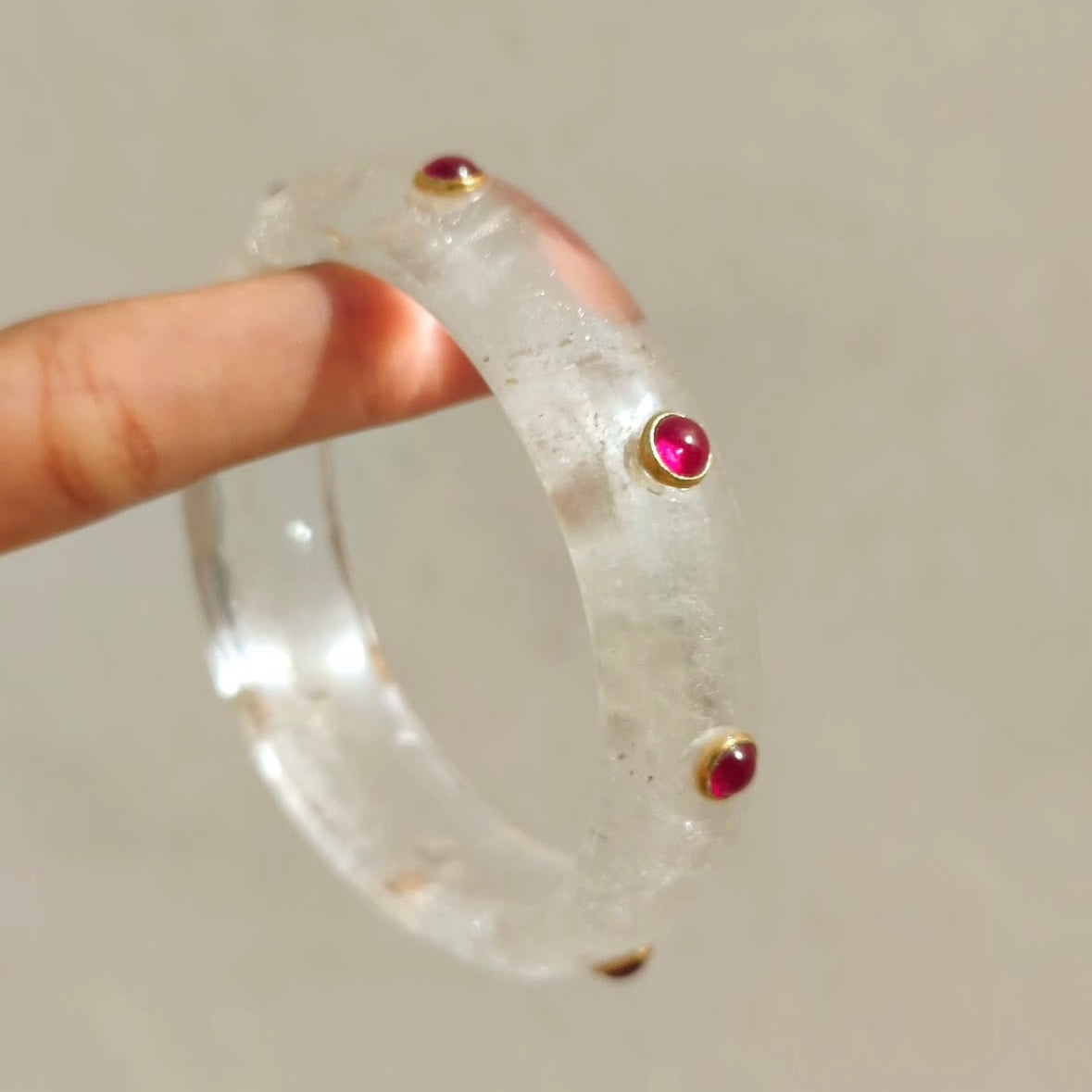 Cherry Bangle - Red and Quartz