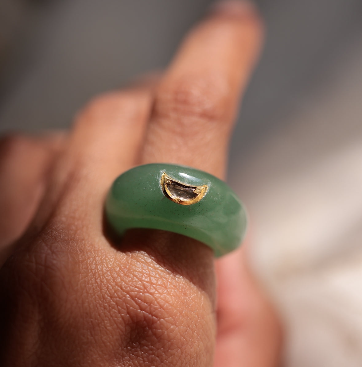 Chand Ring - Jade - Gold