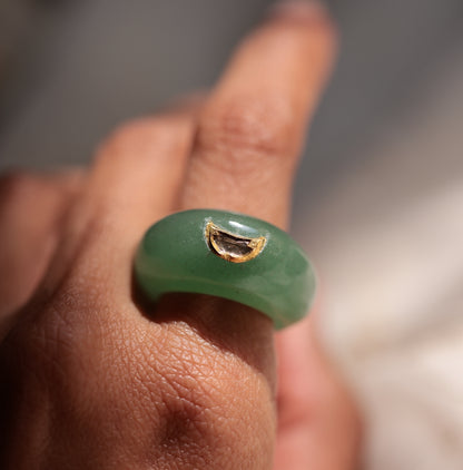 Chand Ring - Jade - Gold